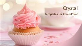  Presentation with cupcake - Theme enhanced with cupcakes - yummy cupcake on blurred background background and a cream colored foreground