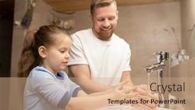  Presentation with under water - Audience pleasing PPT theme consisting of cute-daughter-washing-her-hands backdrop and a coral colored foreground