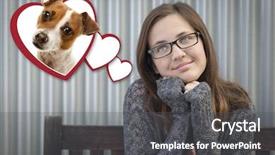  Presentation with floating - Beautiful slide deck featuring cute daydreaming girl next backdrop and a dark gray colored foreground