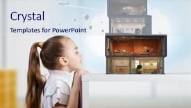  Presentation with dream - Audience pleasing PPT layouts consisting of cute doll - design of your dream house backdrop and a sky blue colored foreground