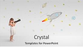  Presentation with space - Cool new slide set with little girl looking through spyglass backdrop and a white colored foreground