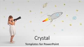  Presentation with space - Colorful slides enhanced with little girl looking through spyglass backdrop and a white colored foreground