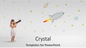  Presentation with space - Presentation design featuring little girl looking through spyglass background and a white colored foreground