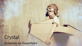  Presentation with cardboard - Presentation featuring cute dreamer boy playing background and a mint green colored foreground