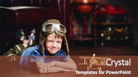  Presentation with toy - Presentation design featuring cute dreamer boy playing background and a tawny brown colored foreground