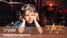  Presentation with imagination - PPT layouts featuring cute dreamer boy playing background and a red colored foreground