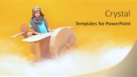  Presentation with imagination - Colorful PPT theme enhanced with cute-dreamer-girl-playing backdrop and a yellow colored foreground