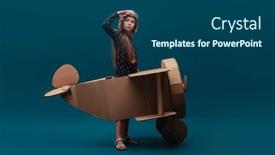  Presentation with dark blue - Theme with cute-dreamer-girl-playing background and a ocean colored foreground