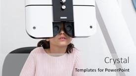  Presentation with eyesight - Audience pleasing presentation theme consisting of cute-elementary-schoolgirl-sitting backdrop and a white colored foreground