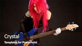  Presentation with bass guitar - Colorful PPT layouts enhanced with cute emo - attractive punk girl with bass backdrop and a wine colored foreground