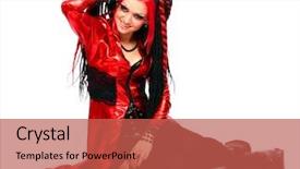  Presentation with gothic - Presentation theme enhanced with cute emo - bizarre red hair gothic girl background and a red colored foreground
