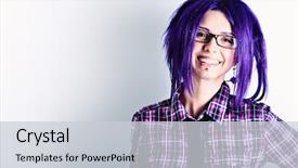  Presentation with punk - Cool new slide deck with cute emo - portrait of a punk girl backdrop and a light gray colored foreground