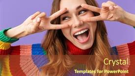  Presentation with cute - Colorful slide deck enhanced with cute-excited-young-girl-wearing backdrop and a tawny brown colored foreground