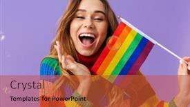  Presentation with cute - Colorful presentation design enhanced with cute-excited-young-girl-wearing backdrop and a red colored foreground