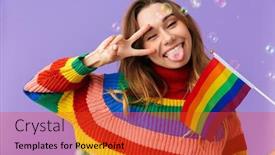  Presentation with lgbt - Theme having cute-excited-young-girl-wearing background and a red colored foreground