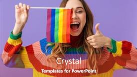  Presentation with lgbt - Cool new PPT layouts with cute-excited-young-girl-wearing backdrop and a red colored foreground