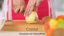  Presentation with cooking - Colorful slide deck enhanced with maternity nutrition - cute expectant mother is cooking backdrop and a coral colored foreground