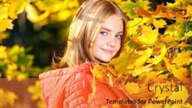  Presentation with fair - Colorful PPT theme enhanced with cute fair-haired girl in countryside beauty autumn fashion backdrop and a red colored foreground