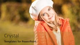  Presentation with fair - Beautiful presentation theme featuring cute-fair-haired-girl backdrop and a gold colored foreground