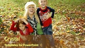  Presentation with keyword - PPT theme featuring cute family is playing in the park keyword for this collection is autumn77 background and a tawny brown colored foreground
