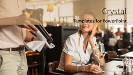  Presentation with restaurant waiter - Presentation with cute-female-restaurant-customer background and a  colored foreground