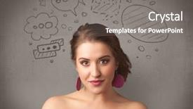  Presentation with funny - PPT theme with cute female student making funny background and a  colored foreground