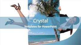  Presentation with travel - Colorful PPT theme enhanced with cute female travel agent flying backdrop and a  colored foreground