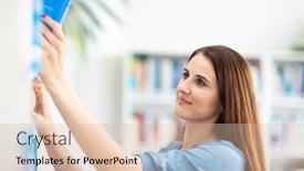  Presentation with highschool - Cool new slide set with cute-female-university-highschool-student backdrop and a lemonade colored foreground