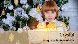  Presentation with apartments - PPT theme enhanced with cute five-year-old boy is posing with gift box in a beautiful room near a christmas tree luxurious apartments decorated for christmas merry christmas and happy new year background and a coral colored foreground