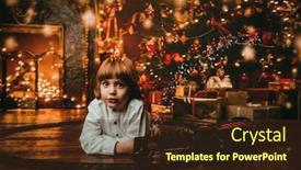  Presentation with railway - Slides with cute five-year-old boy playing with a toy railway near the christmas tree christmas night christmas decoration background and a tawny brown colored foreground