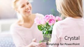  Presentation with floral mothers day - PPT layouts having mum and daughter celebrating mother background and a lemonade colored foreground