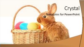  Presentation with easter basket - PPT layouts consisting of cute fluffy bunny and wicker background and a lemonade colored foreground