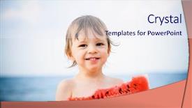  Presentation with eating - Slides featuring cute food - boy eating watermelon background and a sky blue colored foreground