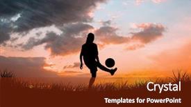  Presentation with football play diagram - Theme enhanced with woman world - cute football player kicking ball background and a tawny brown colored foreground