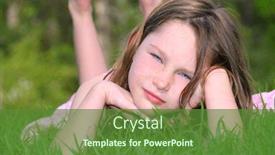  Presentation with cute - PPT theme having cute-freckle-faced-girl-laying background and a tawny brown colored foreground