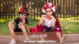  Presentation with friendly - Theme having cute-friendly-girl-and-boy background and a coral colored foreground