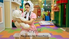  Presentation with cute baby - Slide set enhanced with cute-frowning-woman-baby-looking background and a coral colored foreground