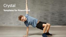  Presentation with break dance - Colorful presentation theme enhanced with cute funny boy in dance backdrop and a gray colored foreground