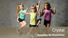  Presentation with dance children - Amazing theme having cute funny children in dance backdrop and a violet colored foreground