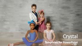  Presentation with children dance - Audience pleasing theme consisting of cute funny children in dance backdrop and a coral colored foreground