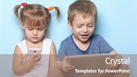  Presentation with black children computer - Presentation theme enhanced with cute funny children with tablet background and a  colored foreground