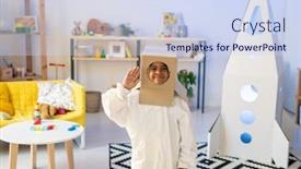  Presentation with living room - Presentation consisting of cute-funny-cosmonaut-in-white background and a sky blue colored foreground