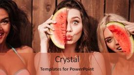  Presentation with horses and girls - Theme enhanced with cute funny girls eating watermelon background and a red colored foreground