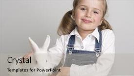  Presentation with baby girl announcement - Colorful slide deck enhanced with cute girl and baby rabbit backdrop and a light gray colored foreground