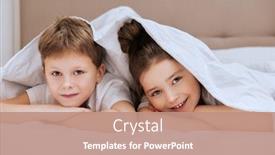  Presentation with family fashion - Cool new PPT layouts with cute girl and boy lie under the blanket family home shoot childhood kid's fashion backdrop and a coral colored foreground