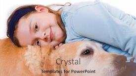  Presentation with dog - Presentation with cute-girl-and-her-dog background and a coral colored foreground