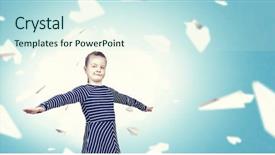  Presentation with paper planes - Cool new PPT theme with cute girl and paper planes backdrop and a sky blue colored foreground