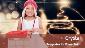  Presentation with girl design - Theme consisting of cute girl at christmas against christmas light design background and a tawny brown colored foreground