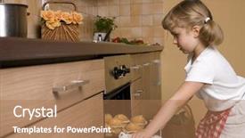  Presentation with muffins - Amazing slides having cute girl baking muffins backdrop and a coral colored foreground