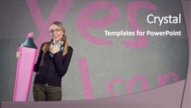  Presentation with believe - Colorful slide set enhanced with cute girl believe in yourself with sing yes i can in background backdrop and a gray colored foreground